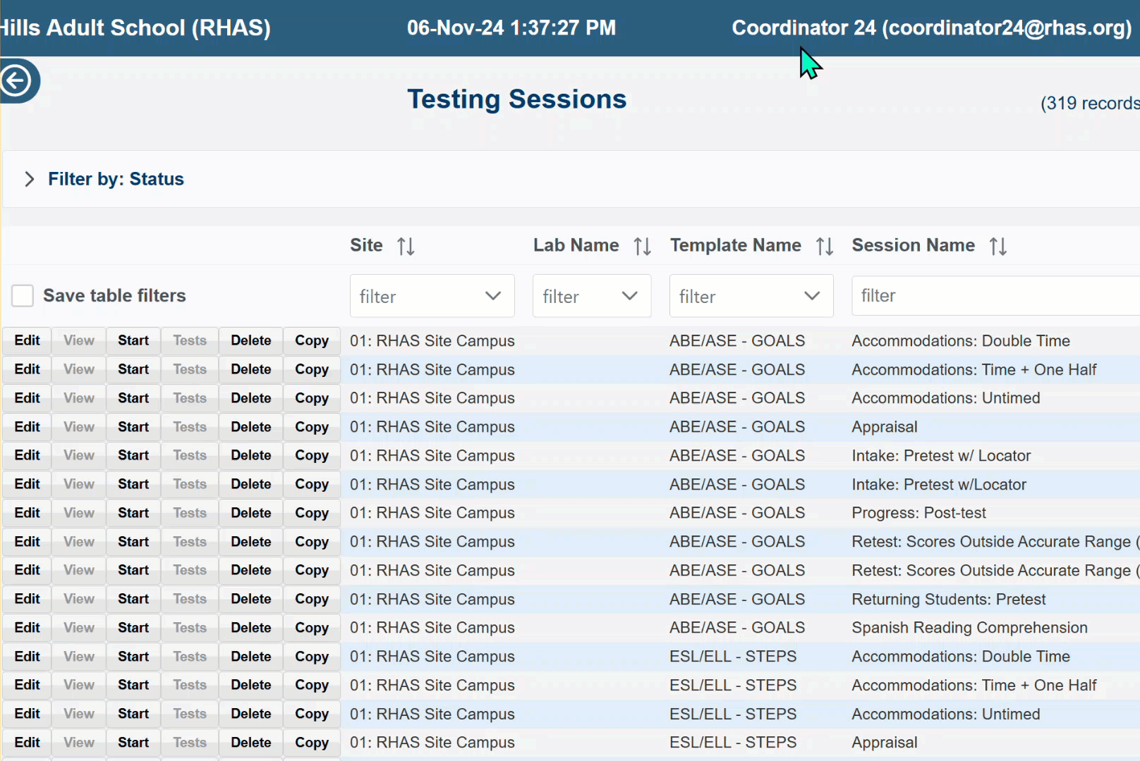 Disable eTests Keyboard Shortcuts by Coordinator