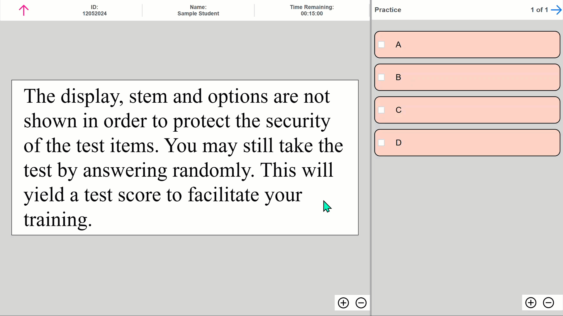 enlarging test screen