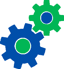Blue gear and green gear icons