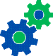 Blue gear and green gear icons